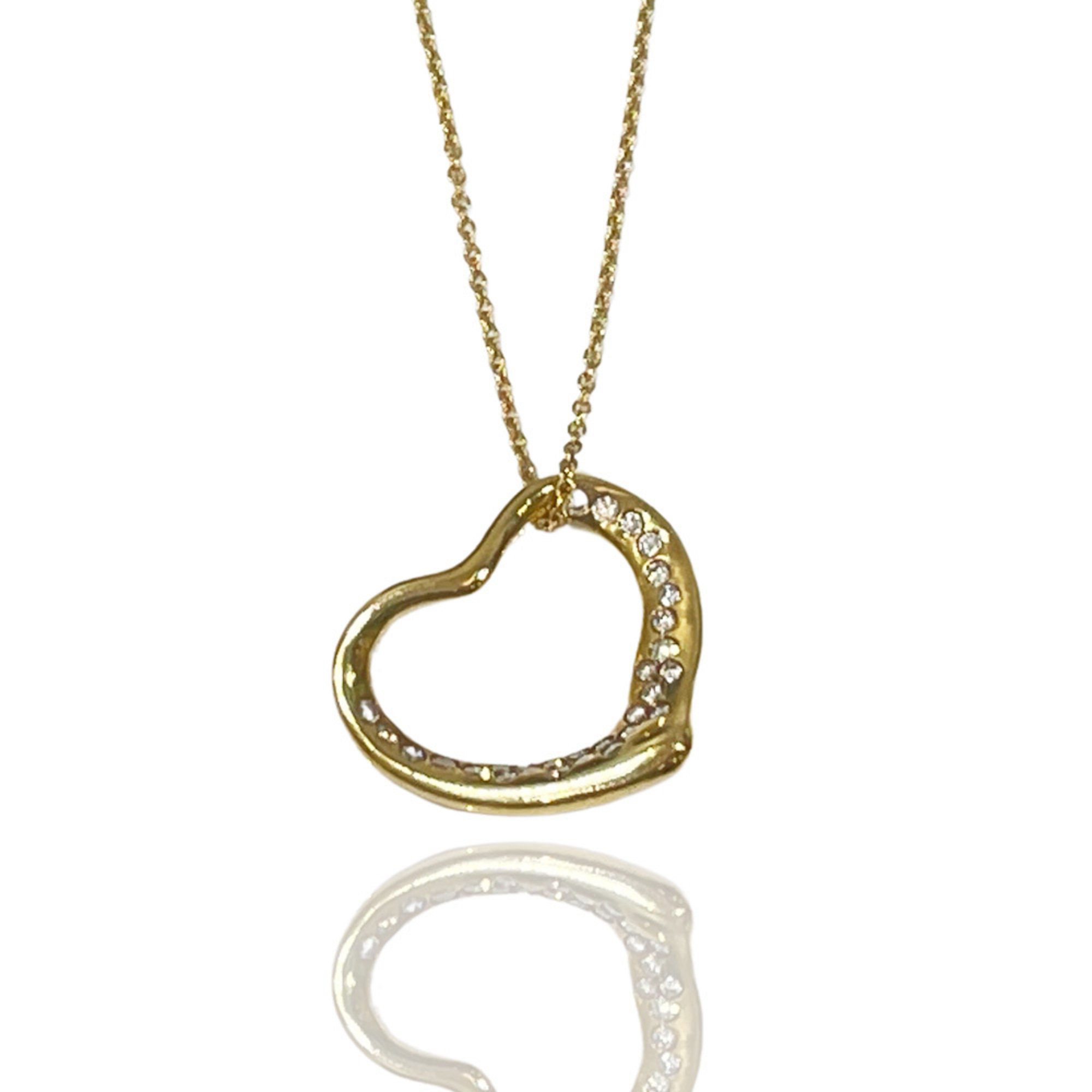 TIFFANY&Co. Tiffany K18YG Necklace Open Heart Pavé 29P Women's Gold 20482867