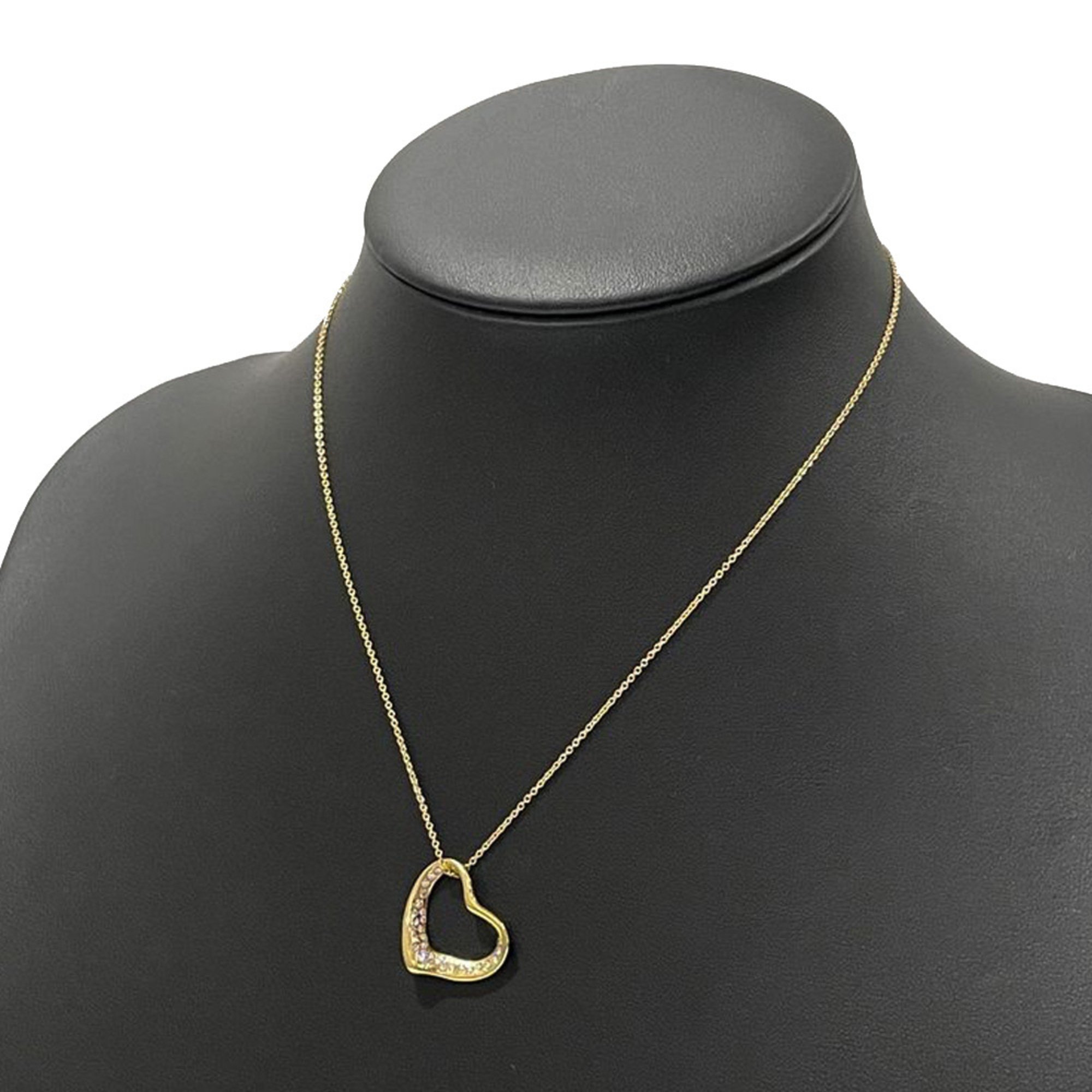 TIFFANY&Co. Tiffany K18YG Necklace Open Heart Pavé 29P Women's Gold 20482867