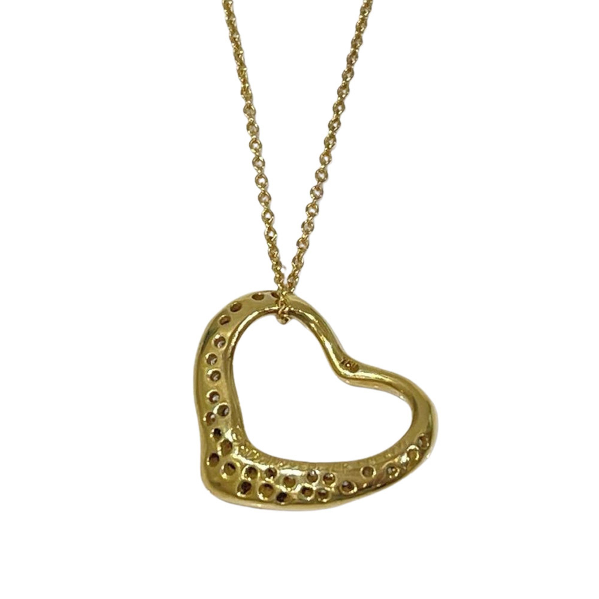 TIFFANY&Co. Tiffany K18YG Necklace Open Heart Pavé 29P Women's Gold 20482867