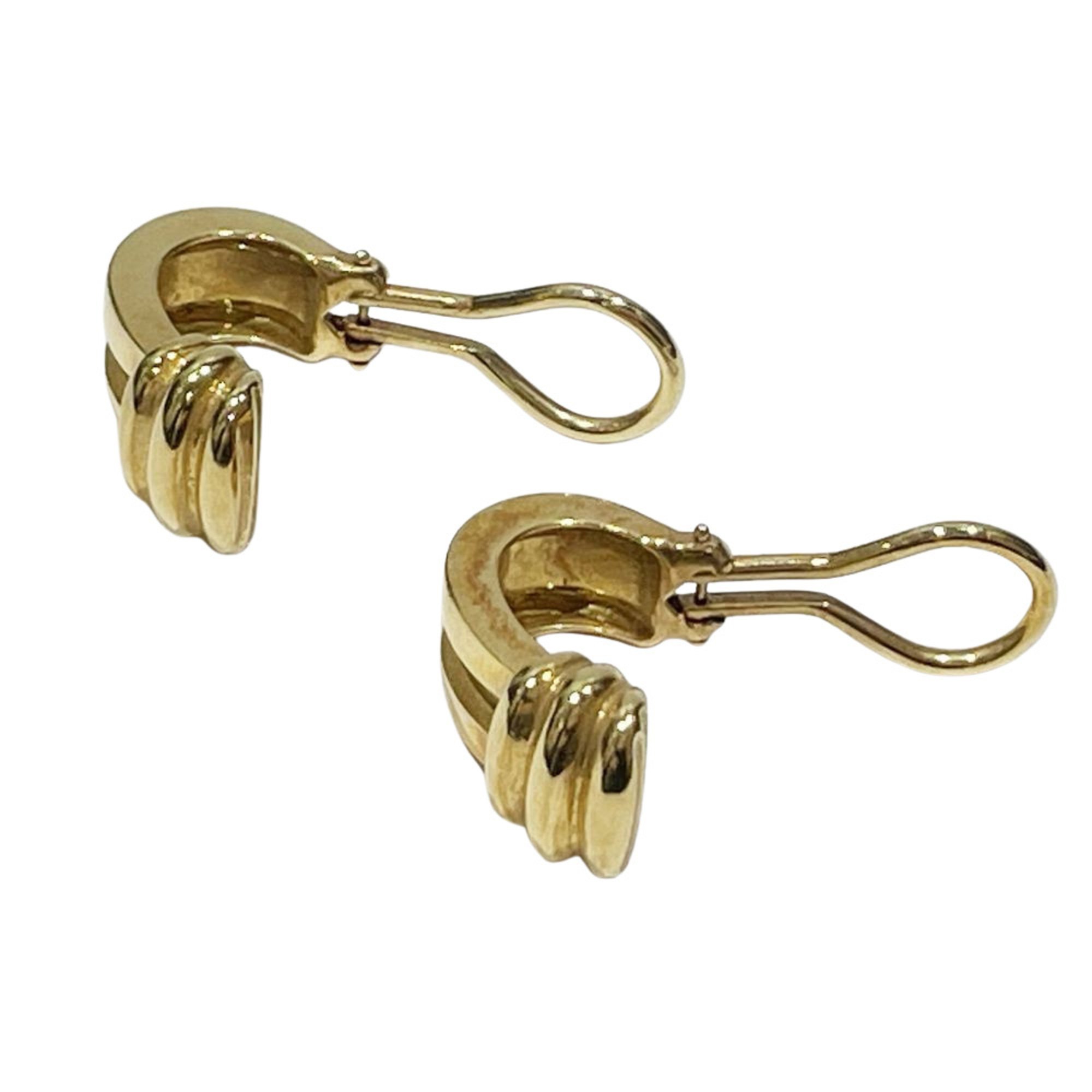 TIFFANY&Co. Tiffany K18YG Earrings Grooved Ladies Gold 20486709