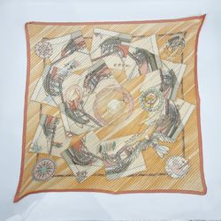 HERMES Hermes scarf/pleats, Pleated Carré 90, face au large, offshore, angel, compass, ship, men's, women's, orange, 20491357