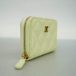 Chanel Business Card Holder/Card Case Matelasse Caviar Skin Green Champagne Ladies