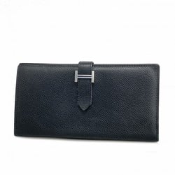 Hermes Long Wallet Bearn Veau Epsom Black □I Engraved Men's Women's