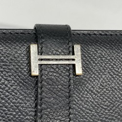 Hermes Long Wallet Bearn Veau Epsom Black □I Engraved Men's Women's