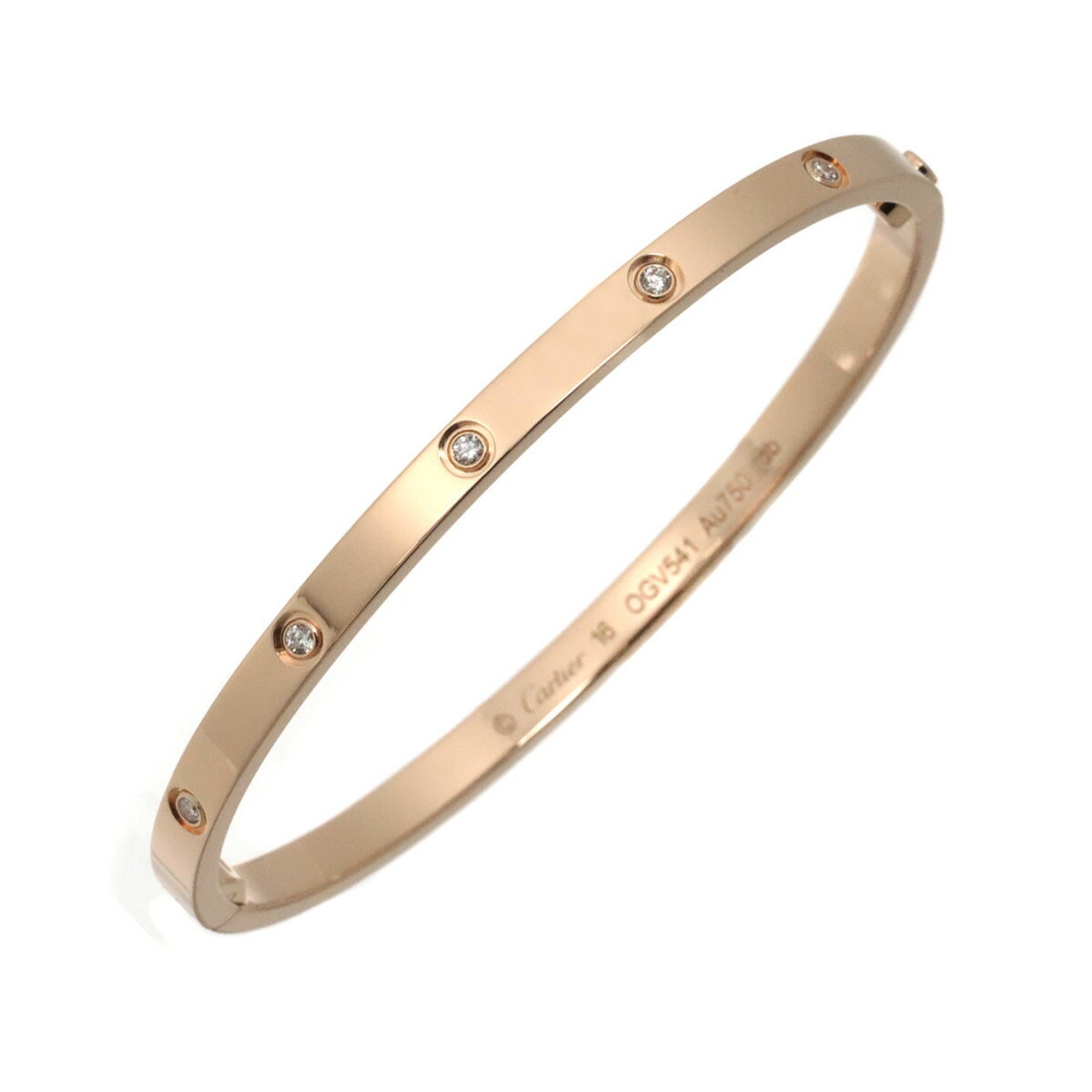 Cartier Love Bracelet SM Full Diamond 10P #16 K18 PG 750 Bangle