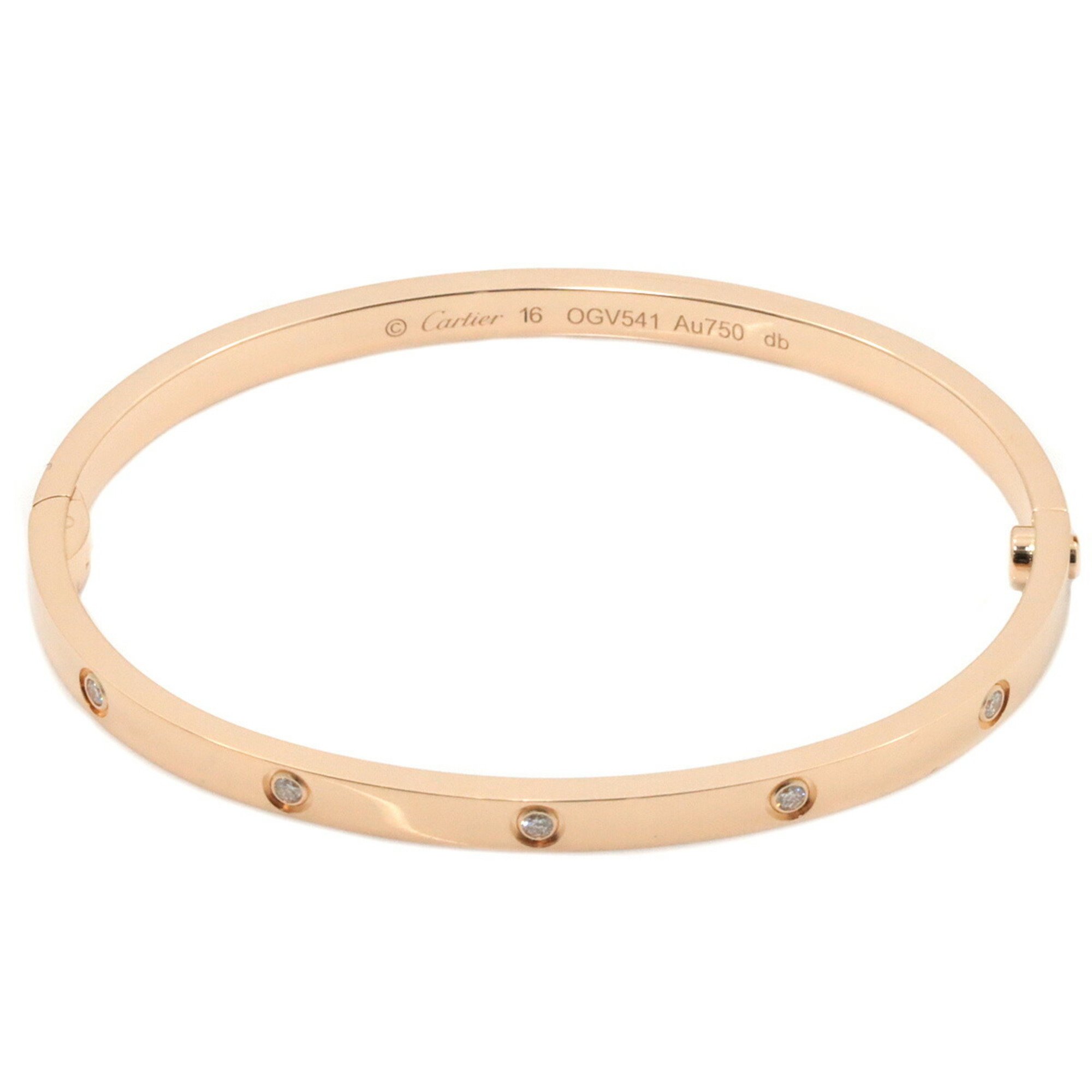 Cartier Love Bracelet SM Full Diamond 10P #16 K18 PG 750 Bangle