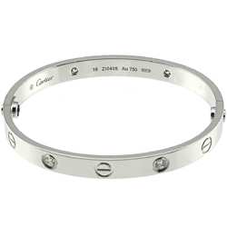 Cartier Love Bracelet Half Diamond 4P #16 K18 WG White Gold 750 Bangle