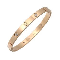 Cartier Love Bracelet #18 Half Diamond 4P K18 PG Pink Gold 750 Bangle