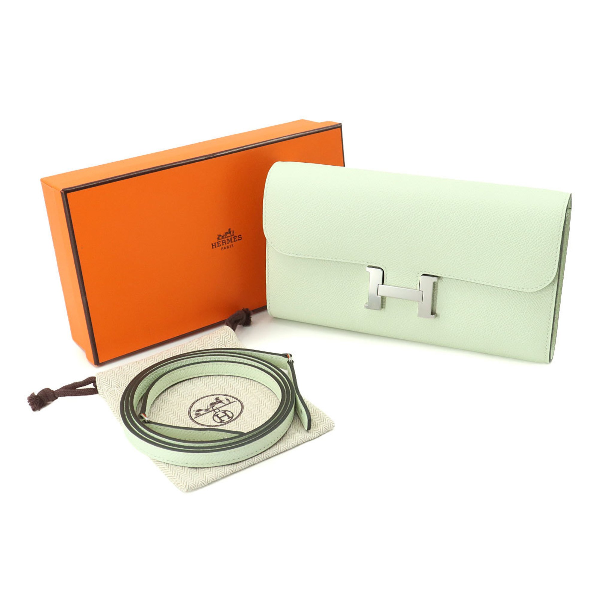 Hermes HERMES Constance Long To Go Bifold Wallet Epson Veil Fizz U Stamp Silver Metal Fittings