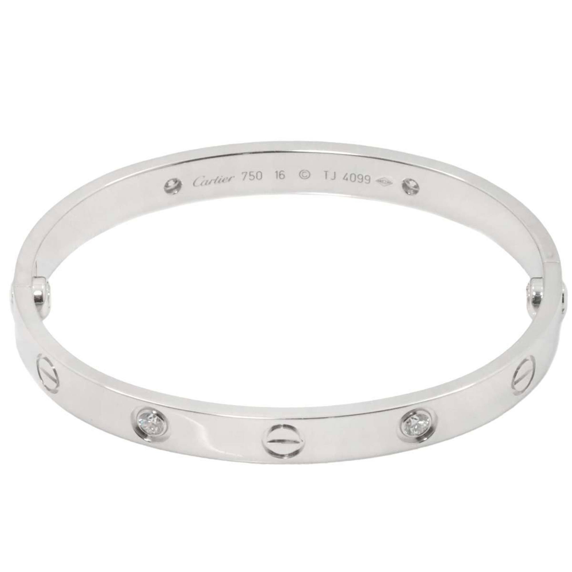 Cartier Love Bracelet Half Diamond 4P #16 K18 WG White Gold 750 Bangle