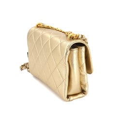 CHANEL Matelasse Flap 2way Chain Hand Shoulder Bag Leather Metallic Gold AS3240 Hardware Mini