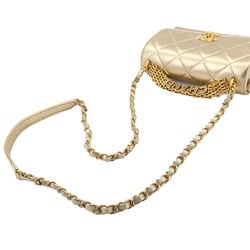 CHANEL Matelasse Flap 2way Chain Hand Shoulder Bag Leather Metallic Gold AS3240 Hardware Mini