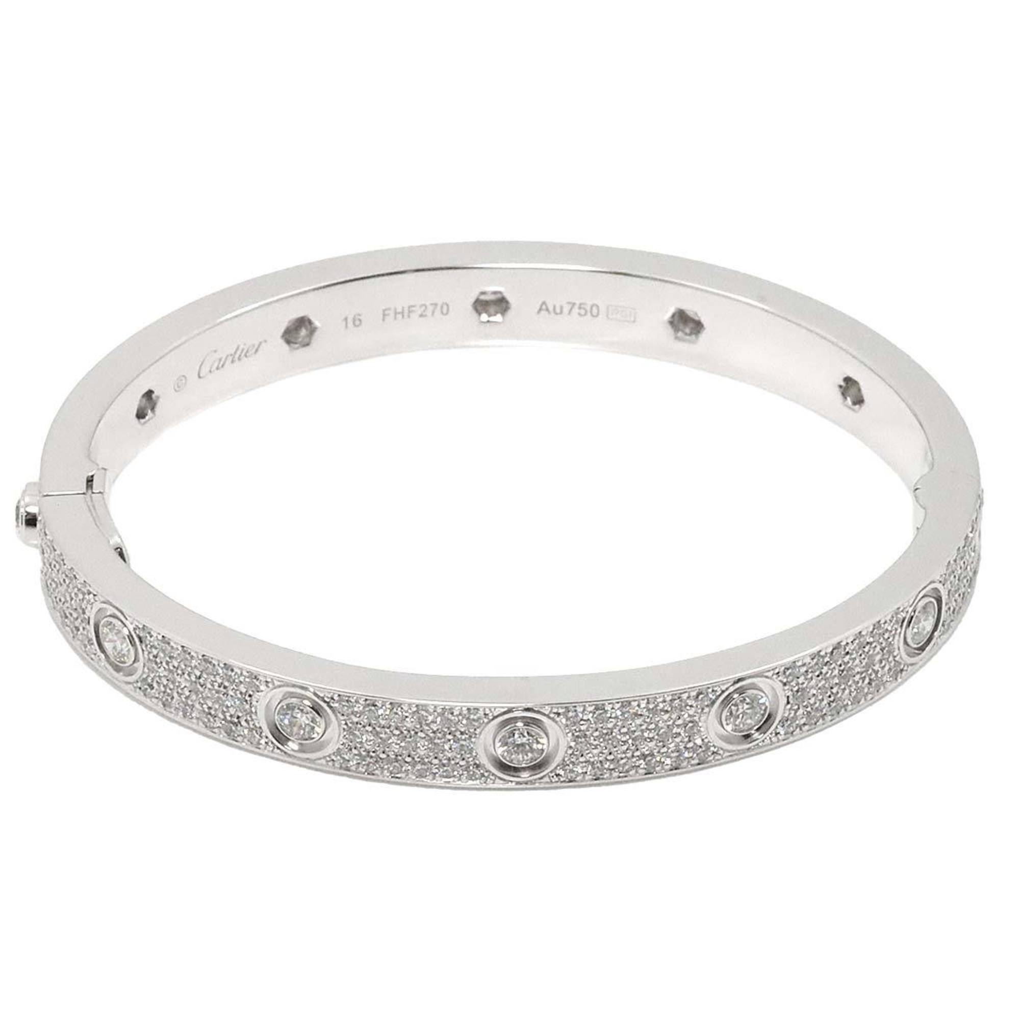 Cartier Love Bracelet #16 Pavé Diamond K18 WG 750