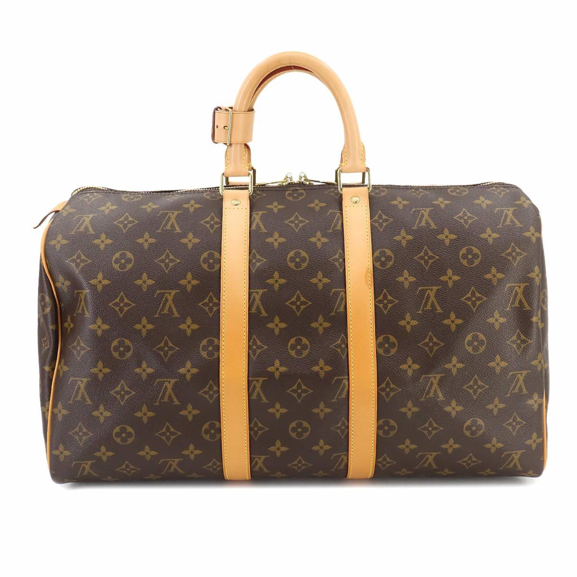 Louis Vuitton Monogram Keepall 45 Boston Bag Brown M41428