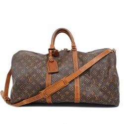 Louis Vuitton Boston Bag Monogram Keepall Bandouliere 55 M41414 Brown Men's Women's