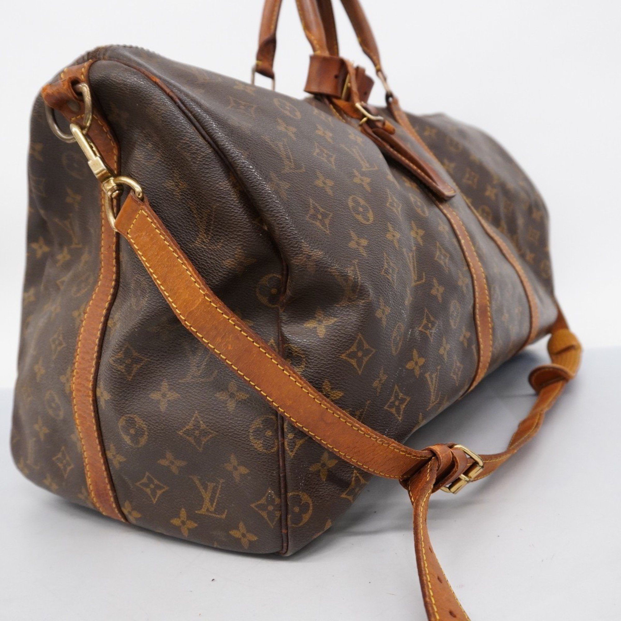 Louis Vuitton Boston Bag Monogram Keepall Bandouliere 55 M41414 Brown Men's Women's