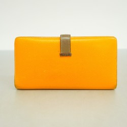 Hermes Long Wallet Bearn Epsom Leather Jaune D'or Etoupe □Q Engraved Men's Women's