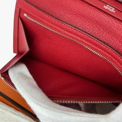 HERMES Hermes Long Wallet Bearn Soufflet Verso Chevre Rose Lipstick Rouge Garance Q□ Engraved 2013 Bicolor Women's Men's