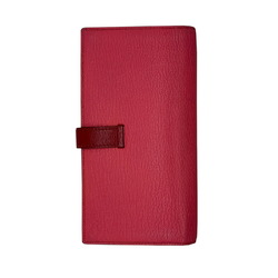 HERMES Hermes Long Wallet Bearn Soufflet Verso Chevre Rose Lipstick Rouge Garance Q□ Engraved 2013 Bicolor Women's Men's