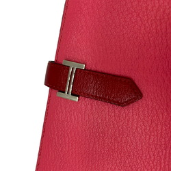 HERMES Hermes Long Wallet Bearn Soufflet Verso Chevre Rose Lipstick Rouge Garance Q□ Engraved 2013 Bicolor Women's Men's