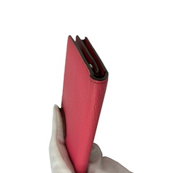 HERMES Hermes Long Wallet Bearn Soufflet Verso Chevre Rose Lipstick Rouge Garance Q□ Engraved 2013 Bicolor Women's Men's