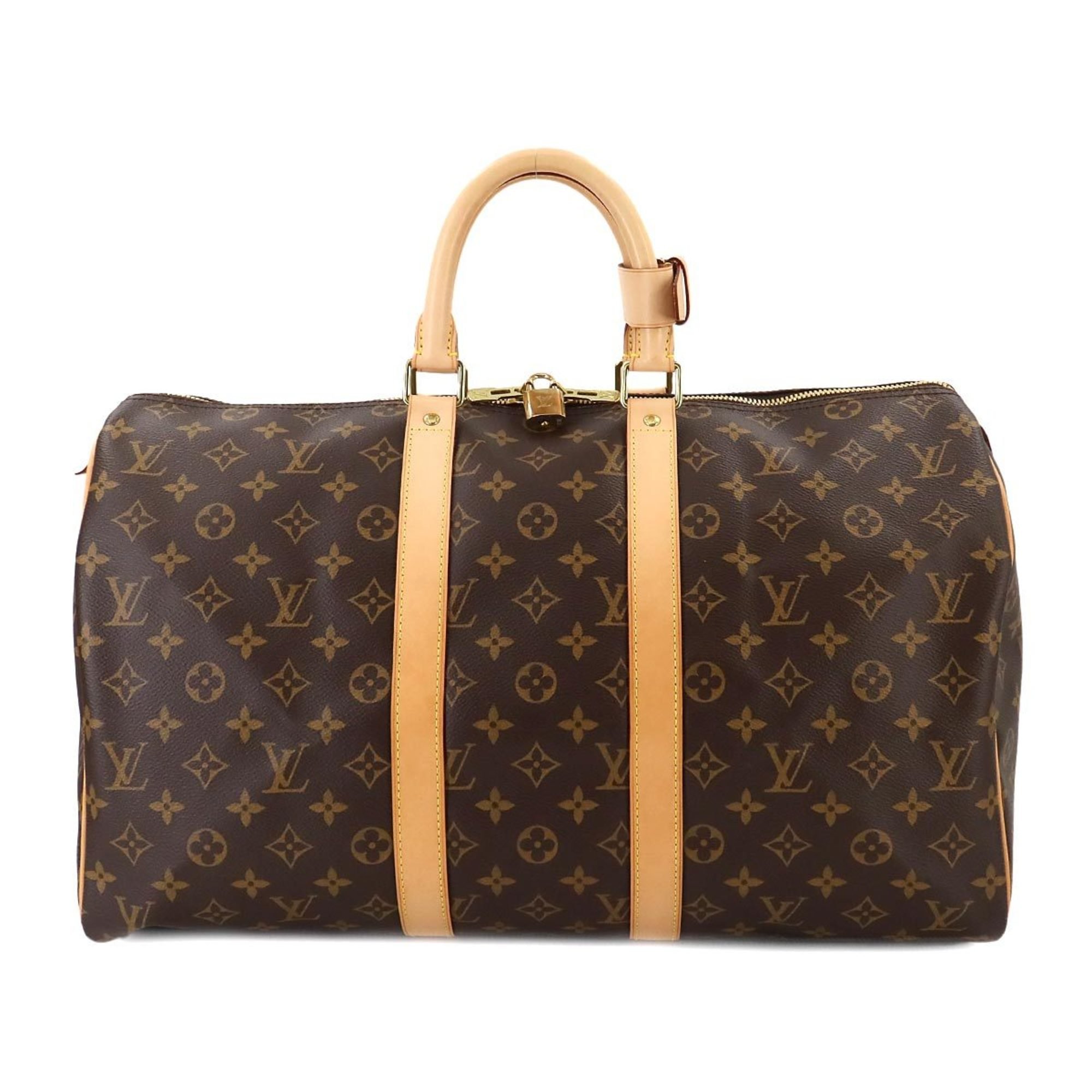 Louis Vuitton Monogram Keepall 45 Boston Bag Brown M41428