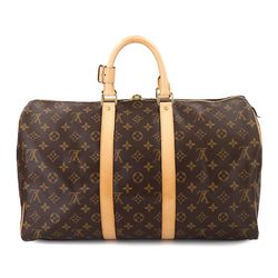 Louis Vuitton Monogram Keepall 45 Boston Bag Brown M41428