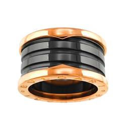 BVLGARI B-zero1 4-band #53 Ring K18 PG Black Ceramic Pink Gold 750