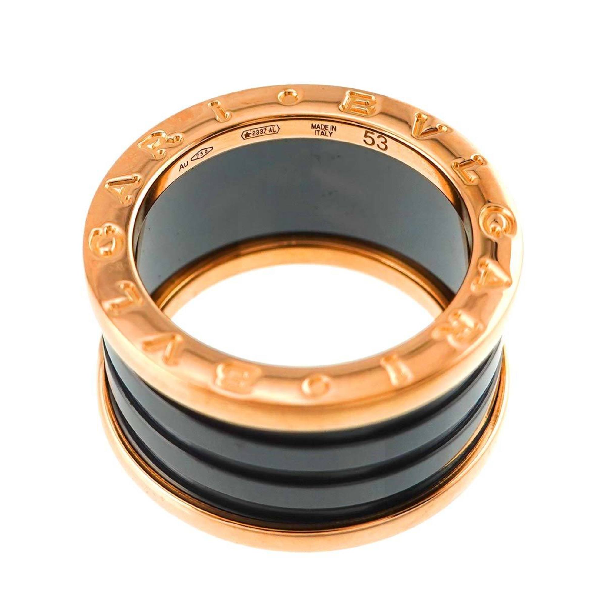 BVLGARI B-zero1 4-band #53 Ring K18 PG Black Ceramic Pink Gold 750