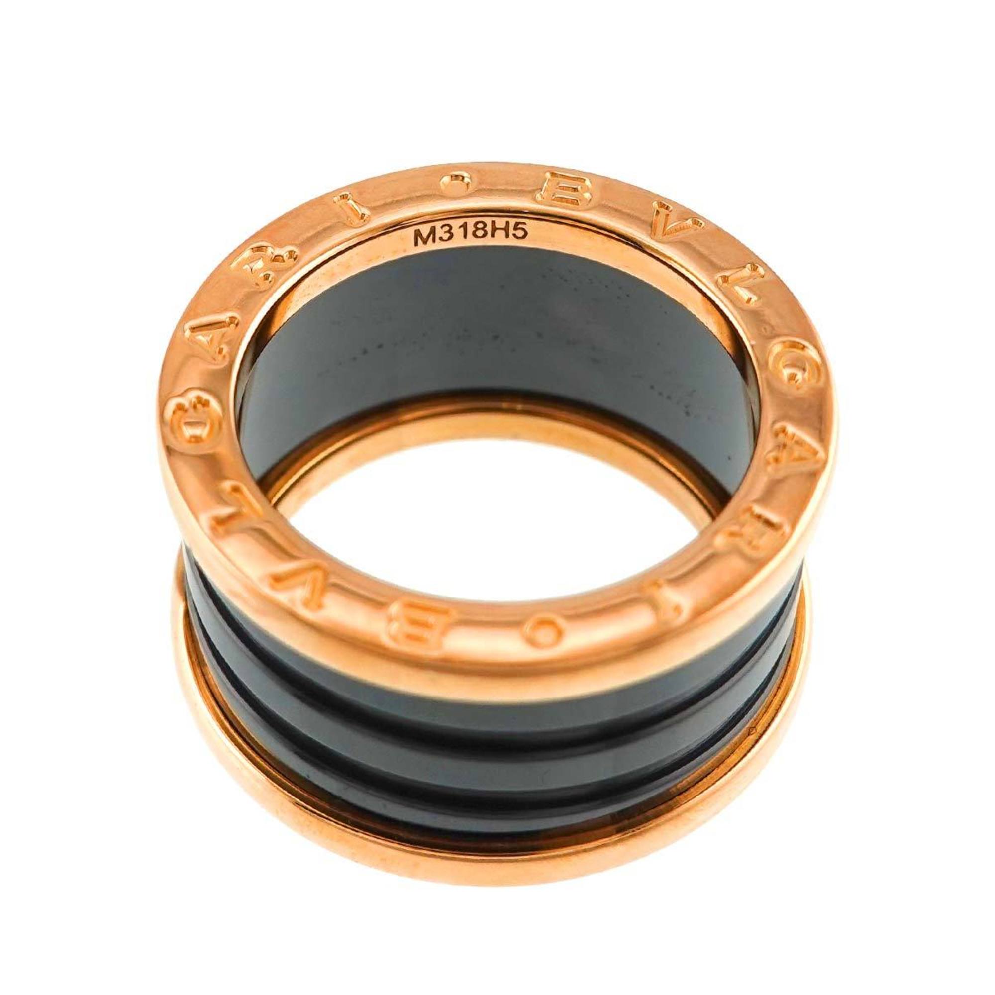 BVLGARI B-zero1 4-band #53 Ring K18 PG Black Ceramic Pink Gold 750