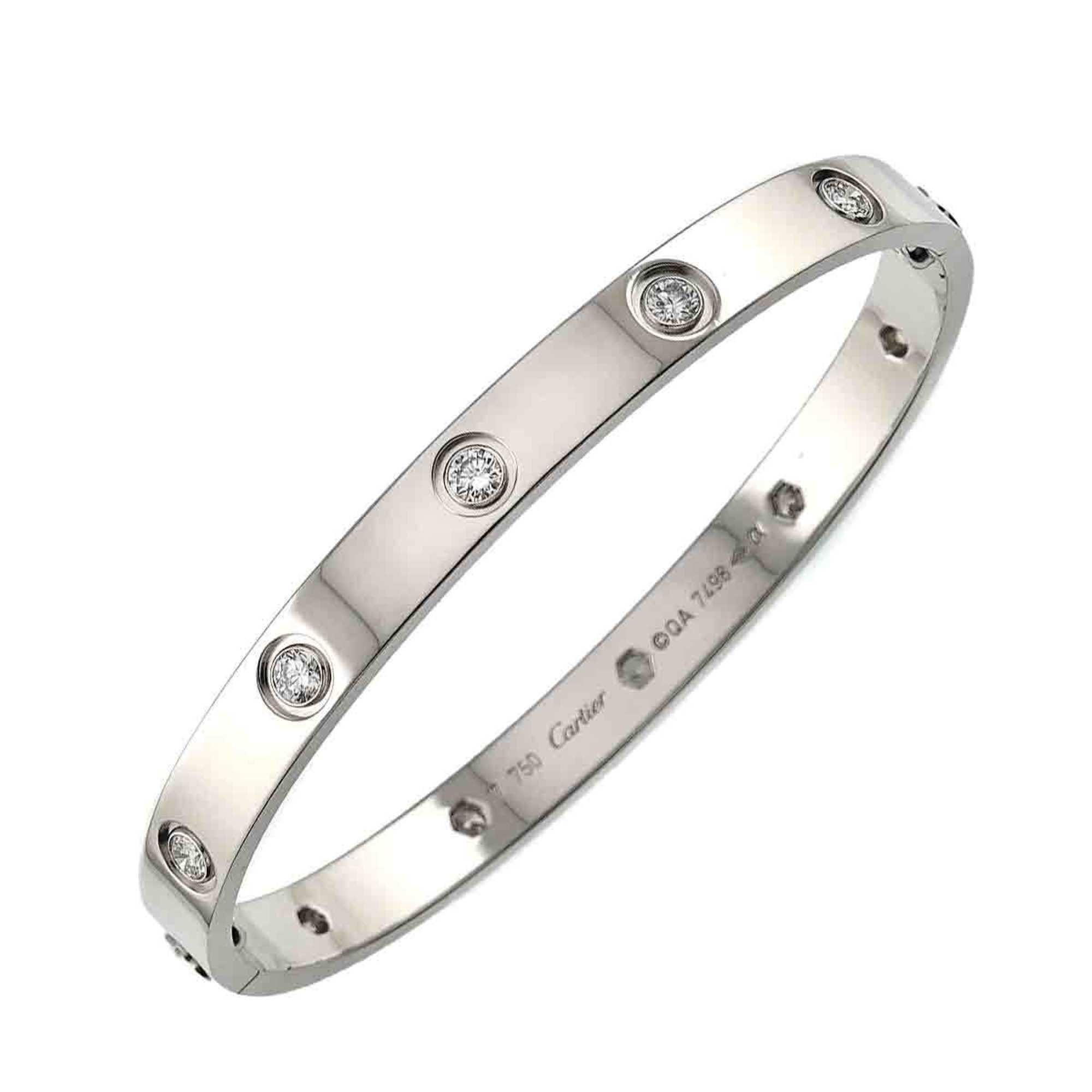 Cartier Love Bracelet Full Diamond 10P #17 K18 WG White Gold 750 Bangle