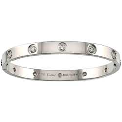 Cartier Love Bracelet Full Diamond 10P #17 K18 WG White Gold 750 Bangle