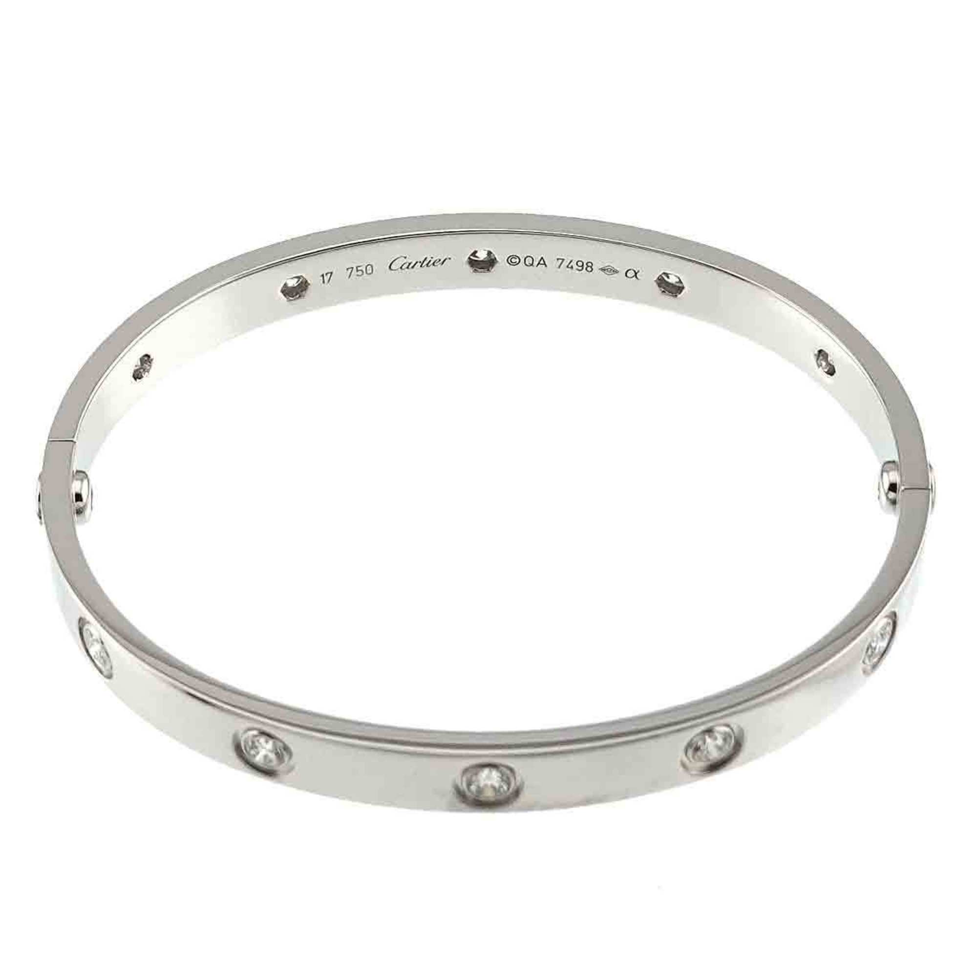 Cartier Love Bracelet Full Diamond 10P #17 K18 WG White Gold 750 Bangle