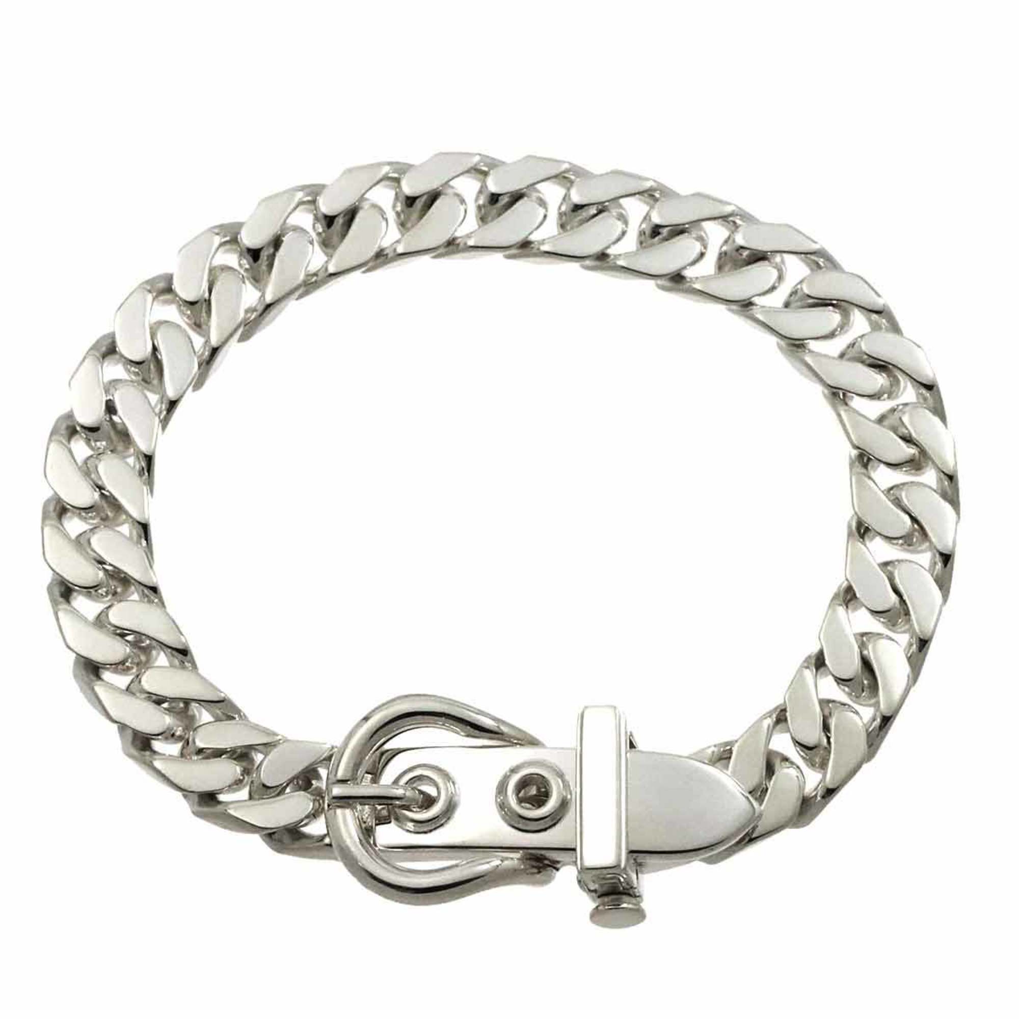 HERMES Buckle Sellier Bracelet 19cm Silver SV