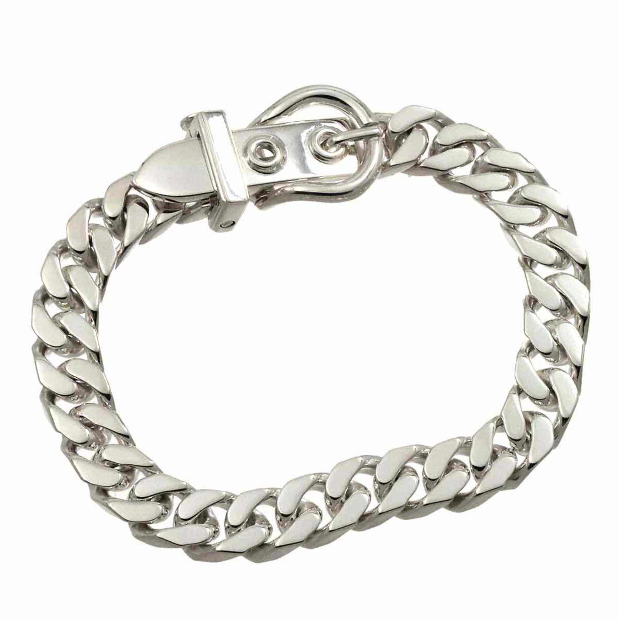 HERMES Buckle Sellier Bracelet 19cm Silver SV