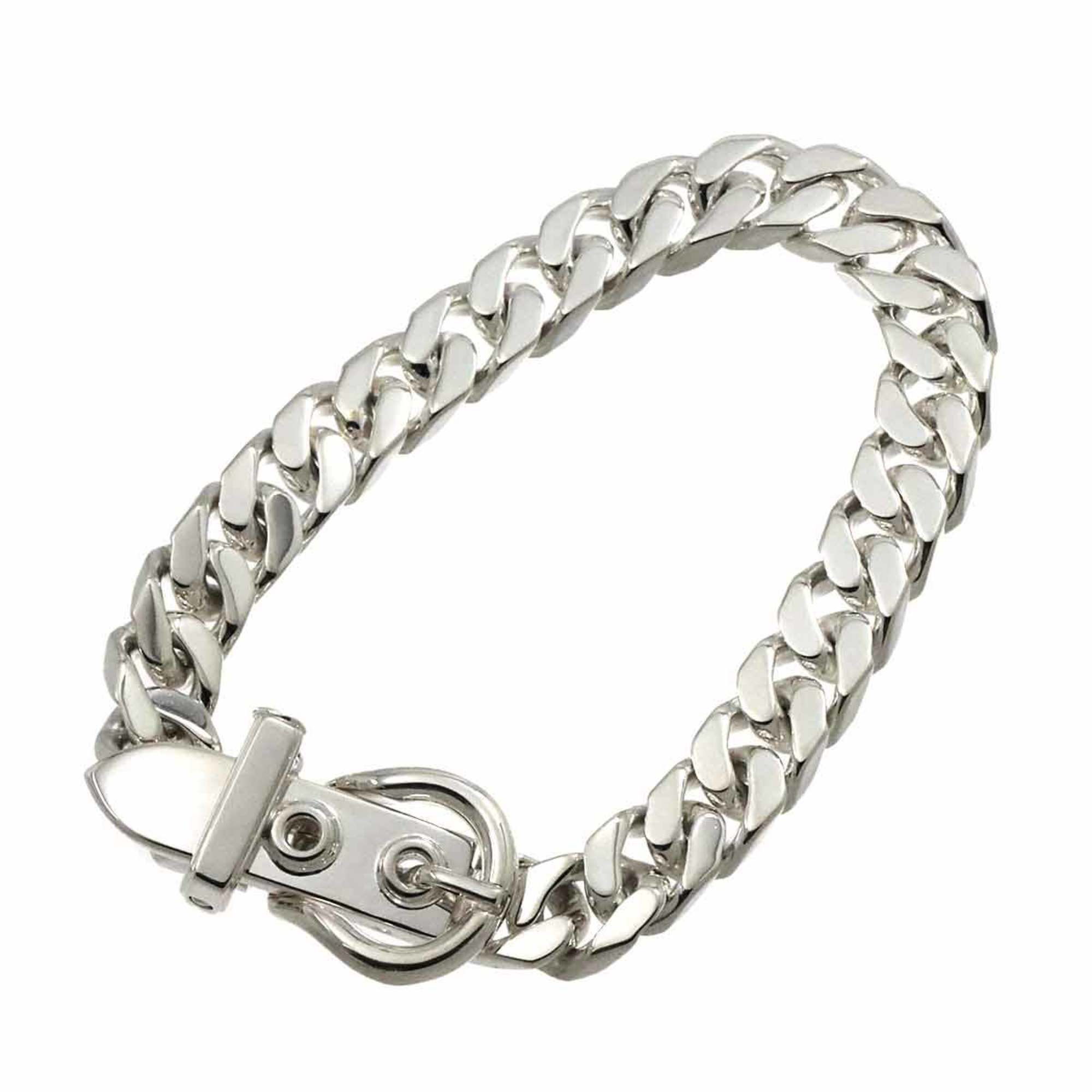 HERMES Buckle Sellier Bracelet 19cm Silver SV