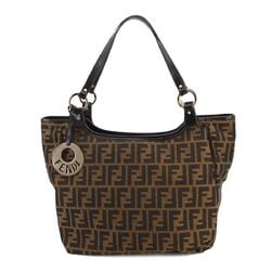 FENDI Zucca Tote Bag in brown and black with gold hardware canvas a pattern. 8BH187