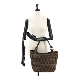 FENDI Zucca Tote Bag in brown and black with gold hardware canvas a pattern. 8BH187