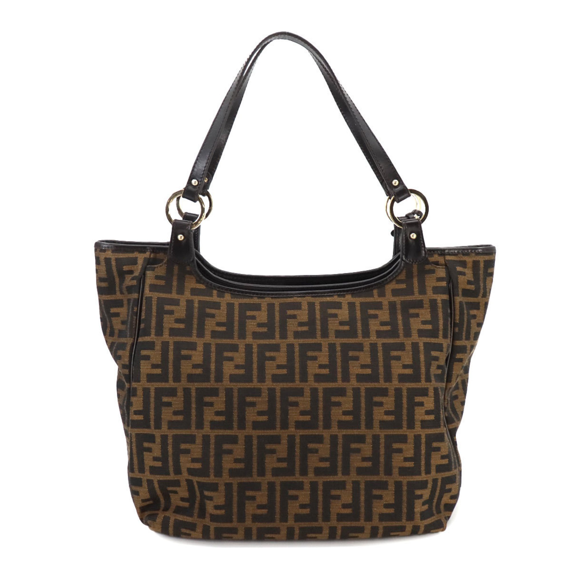 FENDI Zucca Tote Bag in brown and black with gold hardware canvas a pattern. 8BH187