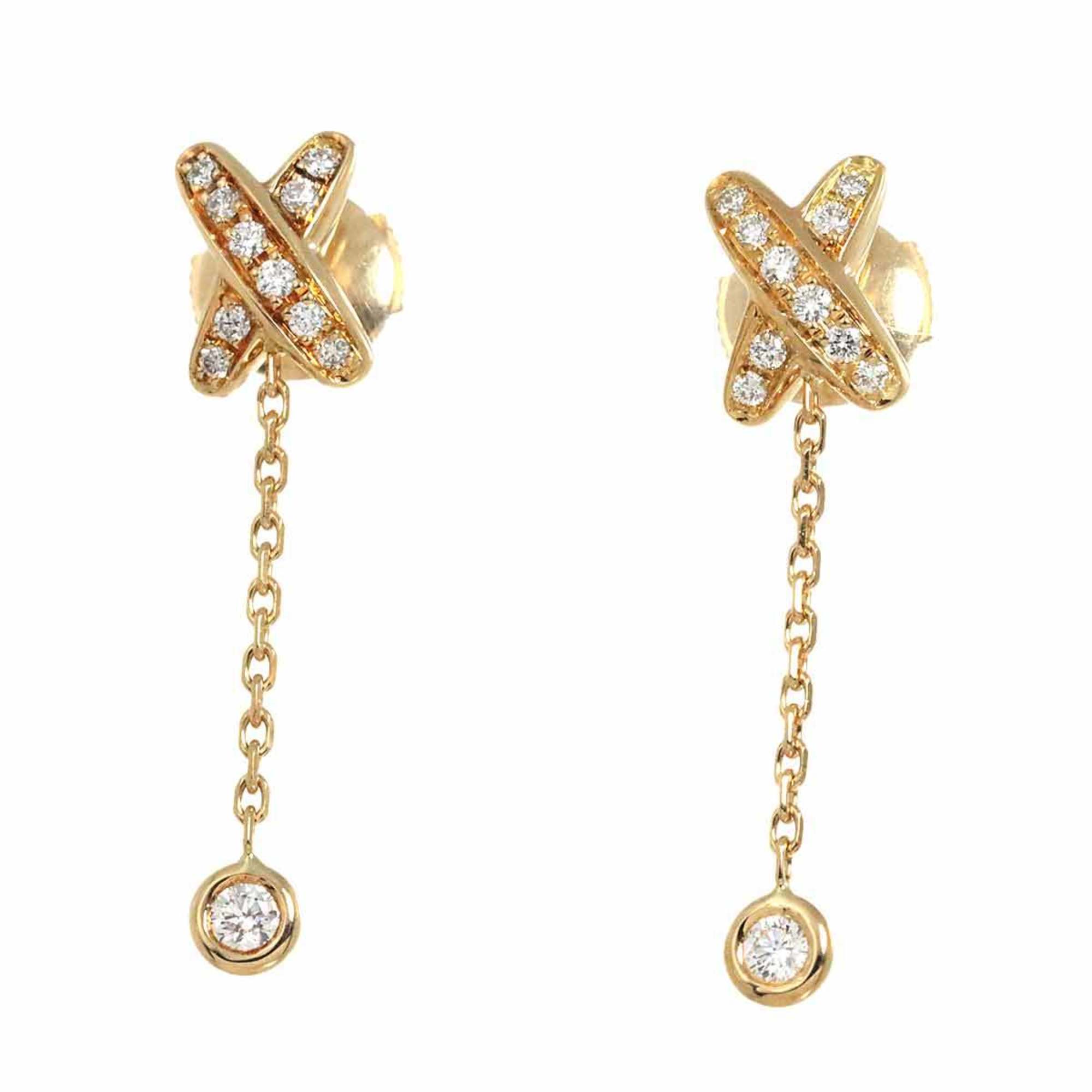 CHAUMET Jeux de Liens Diamond Earrings K18 YG Yellow Gold 750 Pierced