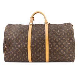 Louis Vuitton Monogram Keepall 60 Boston Bag Brown M41422 Gold Hardware