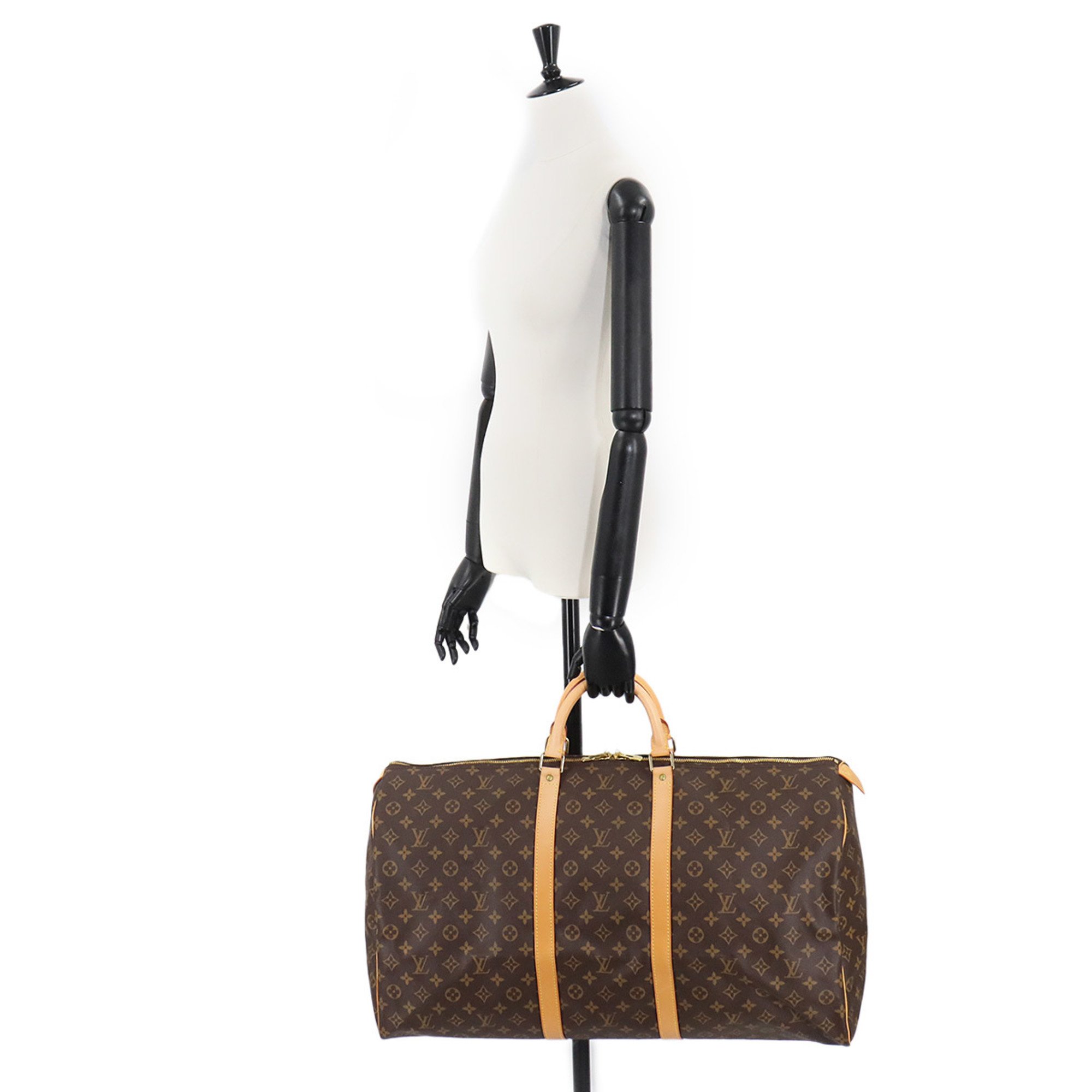 Louis Vuitton Monogram Keepall 60 Boston Bag Brown M41422 Gold Hardware