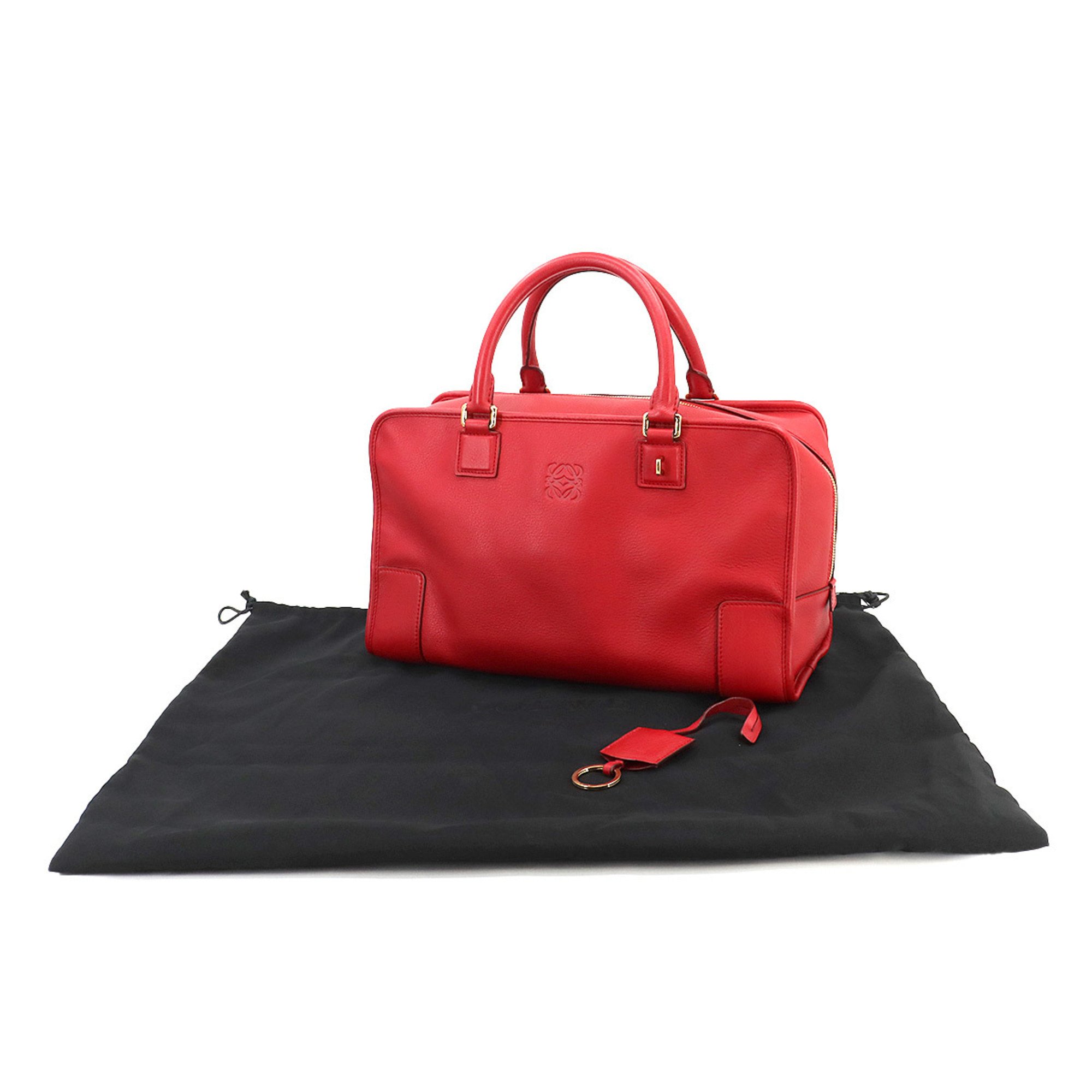 LOEWE Amazona 36 Handbag Leather Red 352.79YA22 Gold Hardware