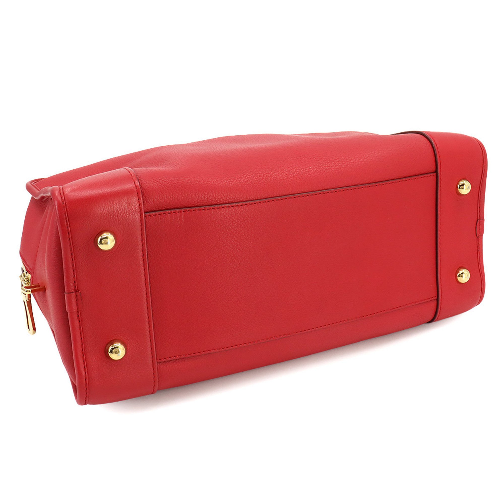 LOEWE Amazona 36 Handbag Leather Red 352.79YA22 Gold Hardware