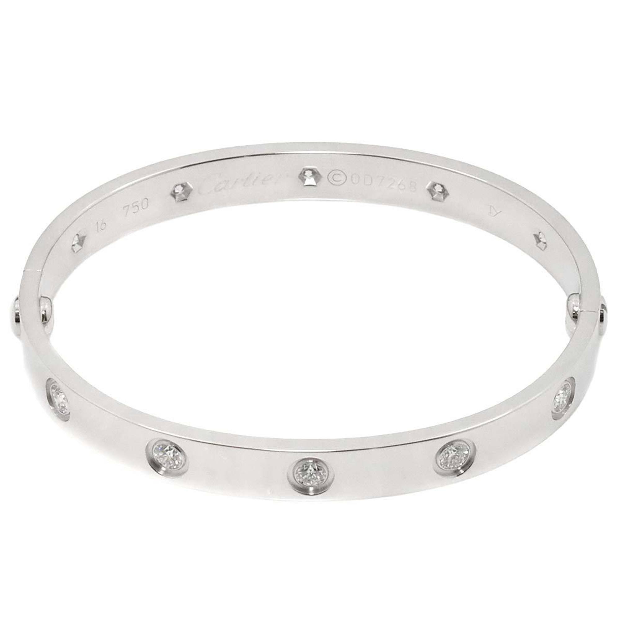 Cartier Love Bracelet Full Diamond #16 K18 WG White Gold 750 Bangle