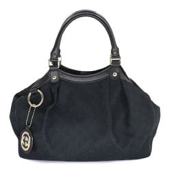 GUCCI GG Canvas Sukey Leather Black 211944 Gold Hardware Bag