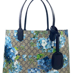 GUCCI GG Blooms Supreme Flower Beige Blue 546323 Reversible Tote Bag Shoulder Coated Canvas