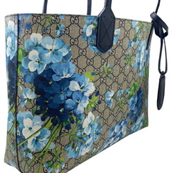 GUCCI GG Blooms Supreme Flower Beige Blue 546323 Reversible Tote Bag Shoulder Coated Canvas