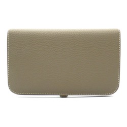 Hermes Dogon GM Bi-fold long wallet, leather, Taurillon Clemence, men's, women's, gray