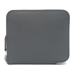 Hermes Azap Compact Silk In Round Long Wallet Leather Evercolor Women's Grey Grimist